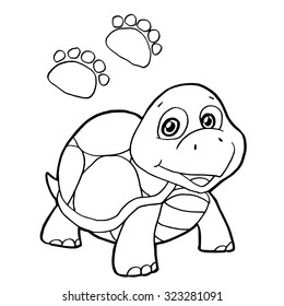 paw print with turtle Coloring Page vector
