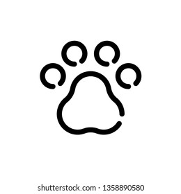 Paw print. Vector dog foot illustration. Linear animal icon logo template