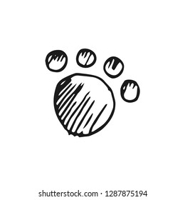 paw print vector doodle sketch isolated on white background