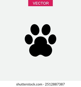 Icono de Vector de impresión de pata. Perro o gato pawprint simple plana ilustración negra para el Web y el App.. eps