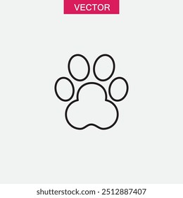 Icono de Vector de impresión de pata. Perro o gato pawprint ilustración lineal para el Web y el App.. eps