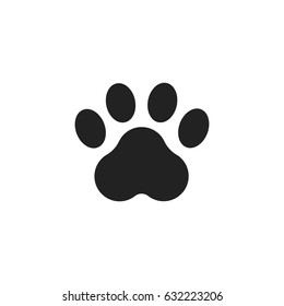 Paw Print Vector Icon. Dog Or Cat Pawprint Illustration. Animal Silhouette.