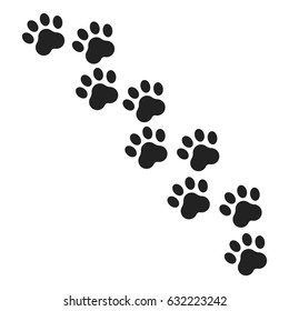 Paw print vector icon. Dog or cat pawprint illustration. Animal silhouette.