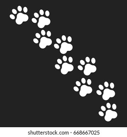 Paw print vector icon. Dog or cat pawprint illustration. Animal silhouette.