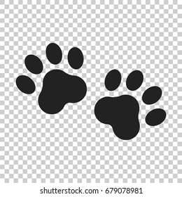 Paw print vector icon. Dog or cat pawprint illustration. Animal silhouette.