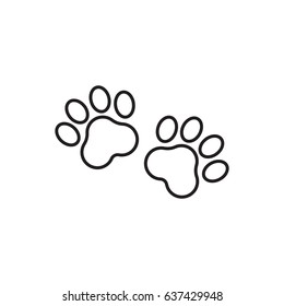 Paw Print Vector Icon In Line Style. Dog Or Cat Pawprint Illustration. Animal Silhouette.