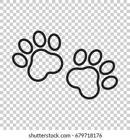 Paw print vector icon in line style. Dog or cat pawprint illustration. Animal silhouette.