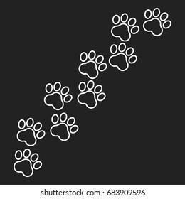 Paw Print Vector Icon In Line Style. Dog Or Cat Pawprint Illustration. Animal Silhouette.