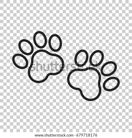 Paw print vector icon in line style. Dog or cat pawprint illustration. Animal silhouette.