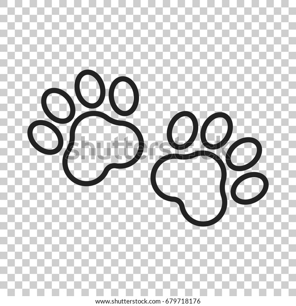 Paw print vector icon in line style.\
Dog or cat pawprint illustration. Animal\
silhouette.