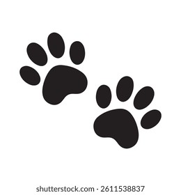 paw print vector icon silhouette on a white background