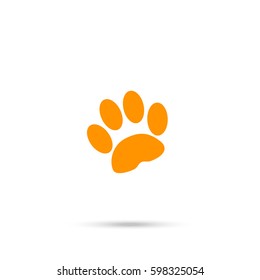 Paw print vector. Orange icon