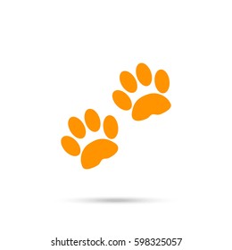 Paw print vector. Orange icon