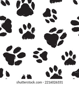 Patrón transparente del vector de impresión.Tinta de perros Paw, gata Paw.  