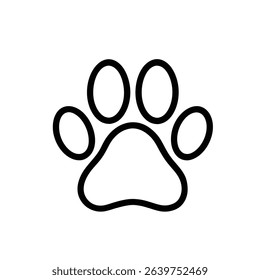 Paw Print Vector Sketch Icon Isolated on White Background – Pet and Animal Symbol
