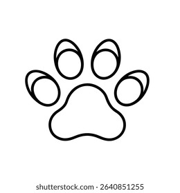 Paw Print Vector Sketch Icon Isolated on White Background – Perfect for Pet, Animal, or Wildlife-Themed Designs
