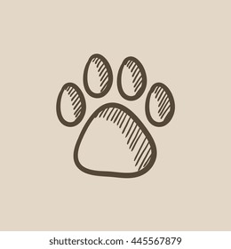 Paw Print Vector Sketch Icon Isolated On Background. Hand Drawn Paw Print Icon. Paw Print Sketch Icon For Infographic, Website Or App.