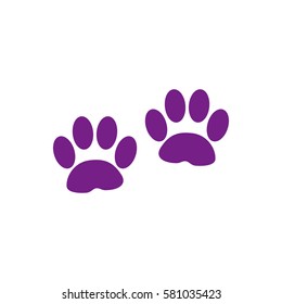  Paw print vector. Violet icon
