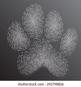 Paw print vector. Word cloud. 