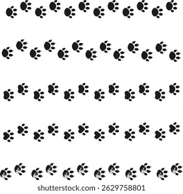 paw prints, animal tracks, paw print pattern, black and white graphic design, minimalist illustration, digital art, vector graphics
