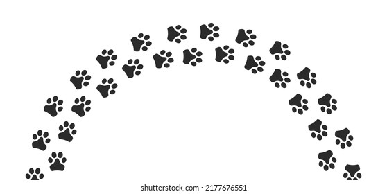 Paw prints of animal walking vector icon. Cat or dog pet foot trail print illustration.