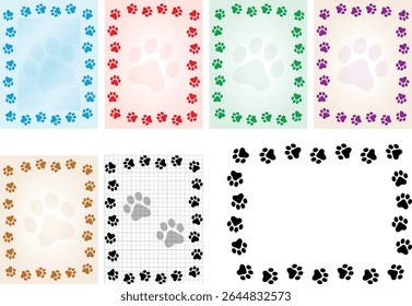 Paw Prints Background. Cute pets and Dogs pets paw print isolated on white background.