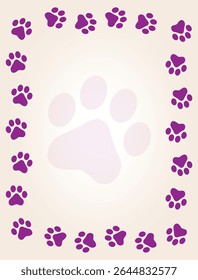 Paw Prints Background. Cute pets and Dogs pets paw print isolated on white background.