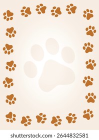 Paw Prints Background. Cute pets and Dogs pets paw print isolated on white background.