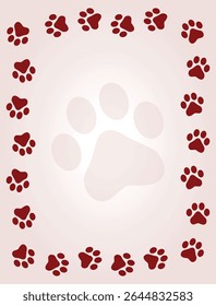 Paw Prints Background. Cute pets and Dogs pets paw print isolated on white background.