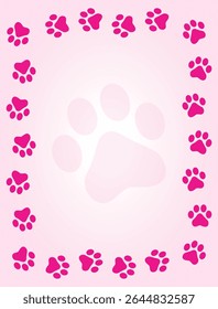 Paw Prints Background. Cute pets and Dogs pets paw print isolated on white background.