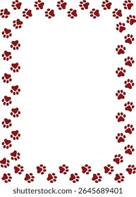 Paw Prints Background. Cute pets and Dogs pets paw print isolated on white background.