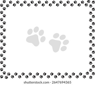  Paw Prints Background. Cute pets and Dogs pets paw print isolated on white background.