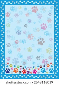 Paw Prints Background. Cute pets and Dogs pets paw print isolated on white background.