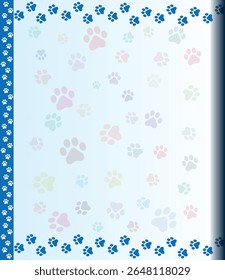 Paw Prints Background. Cute pets and Dogs pets paw print isolated on white background.
