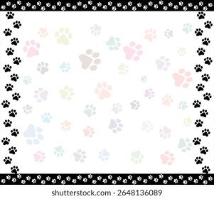 Paw Prints Background. Cute pets and Dogs pets paw print isolated on white background.