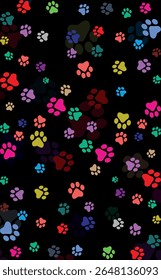 Paw Prints Background. Cute pets and Dogs pets paw print isolated on white background.