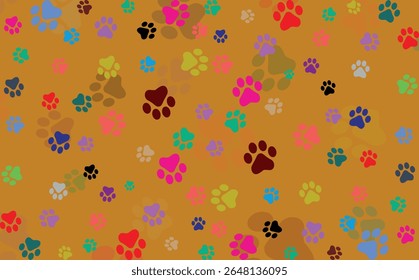 Paw Prints Background. Cute pets and Dogs pets paw print isolated on white background.