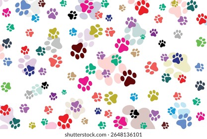 Paw Prints Background. Cute pets and Dogs pets paw print isolated on white background.
