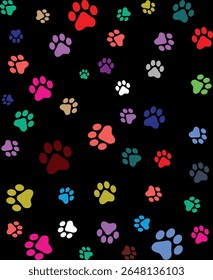 Paw Prints Background. Cute pets and Dogs pets paw print isolated on white background.