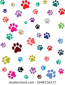 Paw Prints Background. Cute pets and Dogs pets paw print isolated on white background.
