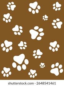 Paw Prints Background. Cute pets and Dogs pets paw print isolated on white background.