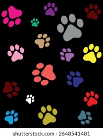 Paw Prints Background. Cute pets and Dogs pets paw print isolated on white background.