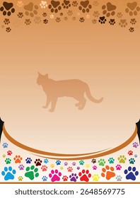 Paw Prints Background. Cute pets and Dogs pets paw print isolated on white background.