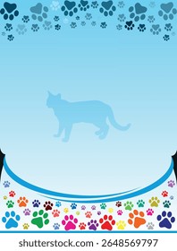 Paw Prints Background. Cute pets and Dogs pets paw print isolated on white background.