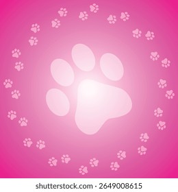 Paw Prints Background. Cute pets and Dogs pets paw print isolated on white background.
