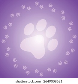 Paw Prints Background. Cute pets and Dogs pets paw print isolated on white background.