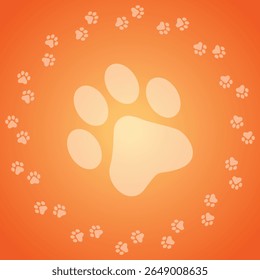 Paw Prints Background. Cute pets and Dogs pets paw print isolated on white background.