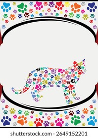 Paw Prints Background. Cute pets and Dogs pets paw print isolated on white background.