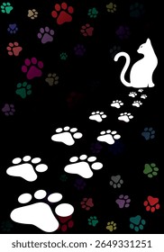 Paw Prints Background. Cute pets and Dogs pets paw print isolated on white background.