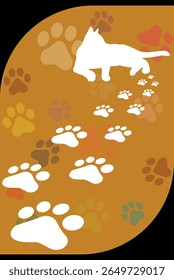Paw Prints Background. Cute pets and Dogs pets paw print isolated on white background.